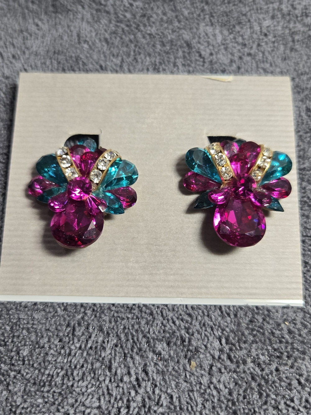 Vintage Stefanie Somers Collection clip-on Earrings Swarovski Crystal